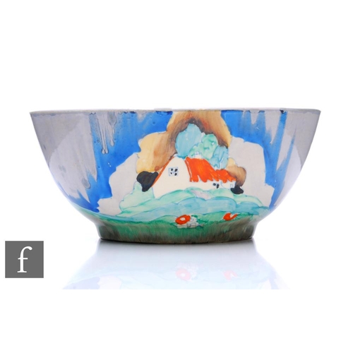 120 - Clarice Cliff - Newlyn - A medium sized Havre fruit bowl circa 1936, hand painted with a stylised tr... 