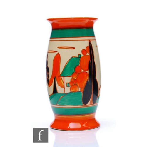 121 - Clarice Cliff - Orange Trees & House - A shape 264 vase circa 1930, hand painted with a stylised... 