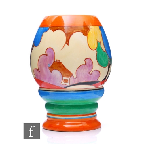 193 - Clarice Cliff - Blue Autumn - A shape 362 vase circa 1931, hand painted with a stylised tree and cot... 