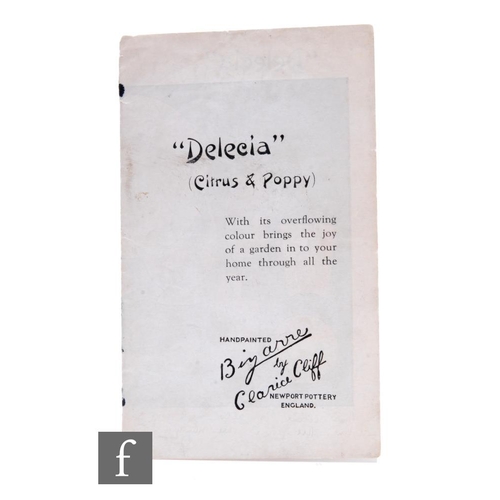 370 - Clarice Cliff - Delecia (Citrus & Poppy) Advertising - An original 1930s sale pamphlet advertisi... 