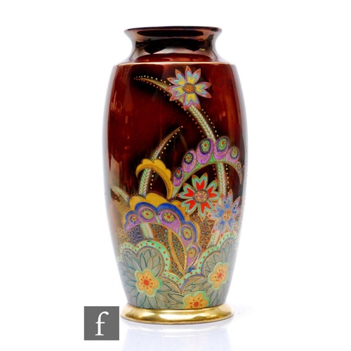 483 - Rene Pemberton - Carlton Ware - A large 1930s shape 226 vase decorated in the Star Flower design wit... 