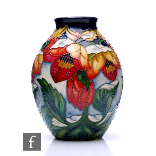 62 - Rachel Bishop - Moorcroft Pottery - A small vase of ovoid form, shape 3/5, decorated in the Christma... 