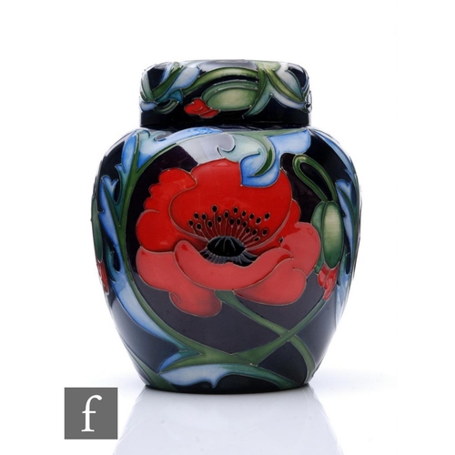 64 - Rachel Bishop - Moorcroft Pottery - A small ginger jar of shouldered ovoid form with cover, shape 76... 