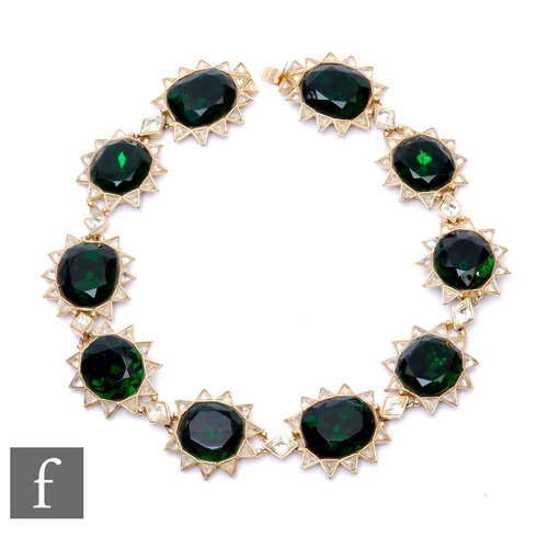 856 - Kenneth J Lane - A vintage costume jewellery choker necklace formed from ten star burst motif each s... 