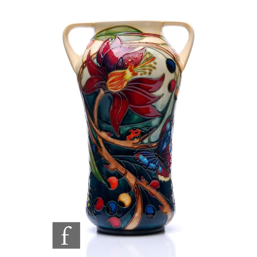 87 - Emma Bossons - Moorcroft Pottery - A large twin handled vase of high shouldered form, shape 375/10, ... 