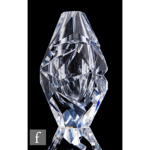 885 - Vicke Lindstrand - Kosta - A 1960s Cut Ice glass vase of ovoid form, the faceted cut clear crystal b... 