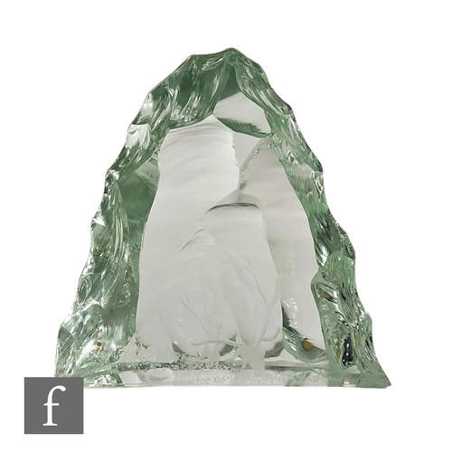 905 - Vicke Lindstrand - Kosta - A 20th Century glass iceberg sculpture, engraved to the front with a deer... 