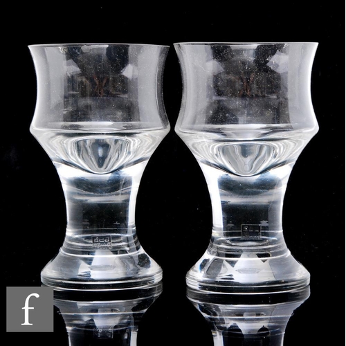 914 - Bjorn Ramel - Sea Glasbruk Kosta - A pair of large clear crystal drinking glasses, the waisted bowl ... 