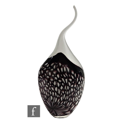 924 - Davide Salvadore - A large unique contemporary Italian Murano incalmo glass vase, the compressed ovo... 