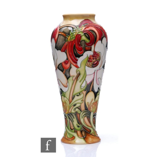 61 - Emma Bossons - Moorcroft Pottery - A vase of baluster form, shape 122/8, decorated in the Edwardiana... 