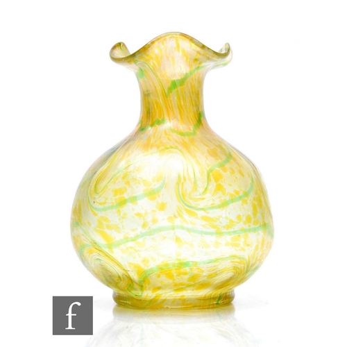 980 - Otto Thamm - Fritz Heckert - An early 20th Century glass vase of globe and shaft form with dimpled s... 