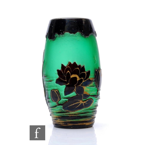 986 - Harrach - A small cameo glass vase from the Biaritz range, circa 1895 to 1915, of ovoid form, cased ... 