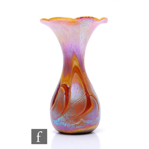 992 - Unknown - A 20th Century continental glass vase of ovoid form with flared and scalloped rim, decorat... 