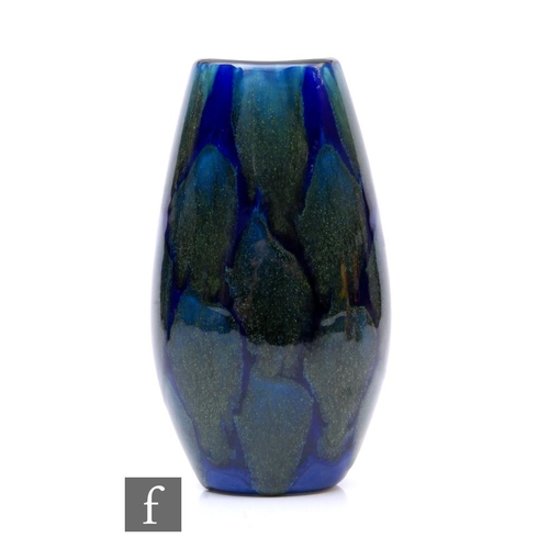 1121 - Poole Pottery - A contemporary ceramic vase of compressed sleeve form, decorated in the Manhattan pa... 