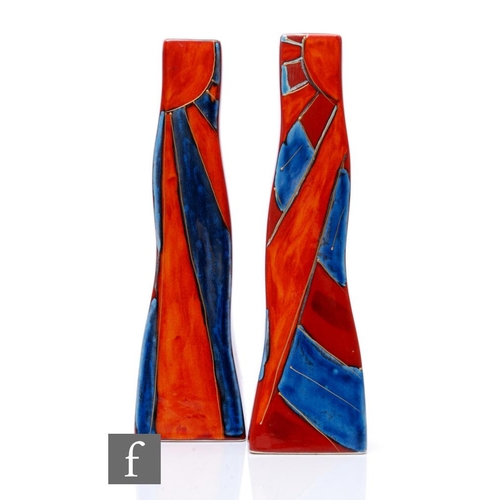 1125 - Anita Harris - A near pair of contemporary ceramic chimney vases, both hand decorated with an Art De... 