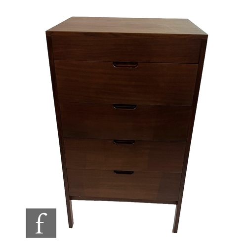 738 - Richard Hornby - Fyne Ladye Furniture - A teak chest of five drawers with recessed handles, height 1... 