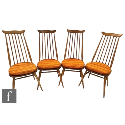 754 - Lucian Ercolani - Ercol Furniture - A set of four blonde elm and beech model 369 'Goldsmith' chairs,... 