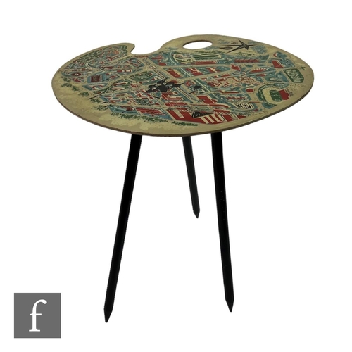 768 - Bois Manu. - A 1950s souvenir occasional or lamp table to commemorate the Expo '58 Brussels World Fa... 