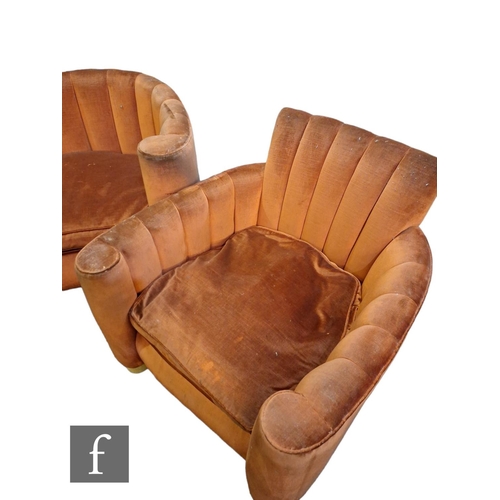 534 - Unknown designer - An Art Deco three-piece lounge suite comprising two seat sofa and a pair of armch... 