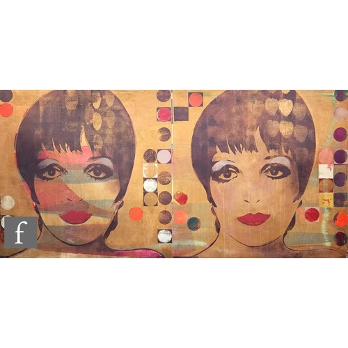 1164 - Contemporary School - 'Liza Minnelli Pop', mixed media on canvas laid down on board, titled verso, u... 