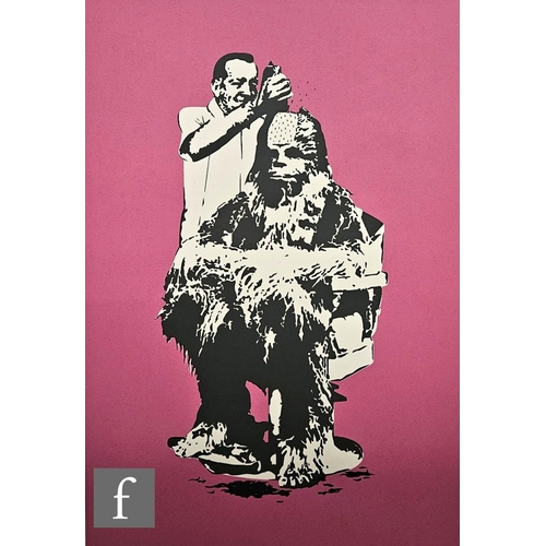 820 - Eelus (Born 1979) - 'Chewbarber', screen print, signed in pencil, numbered 48/200, framed, 64cm x 44... 