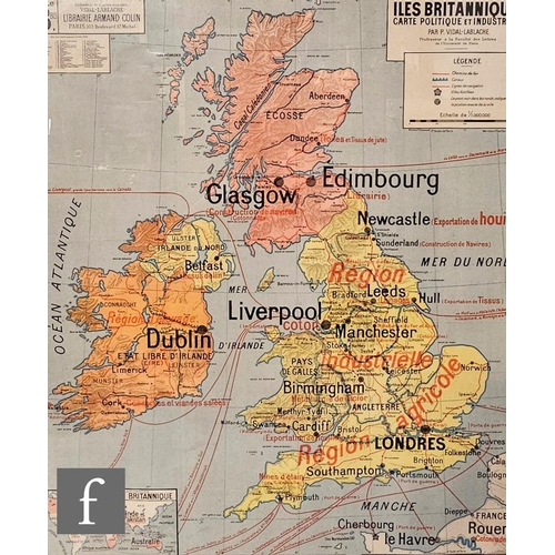 827 - Librarie Armand Colin - 'Isle Britanniques' chromolithograph, published 1930s, framed, 106cm x 93cm,... 