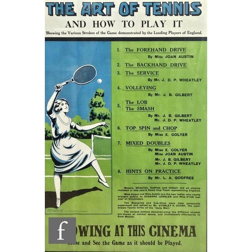 837 - Unknown - A 1930s film poster for 'The Art of Tennis and How to Play It', lithograph, produced by Th... 