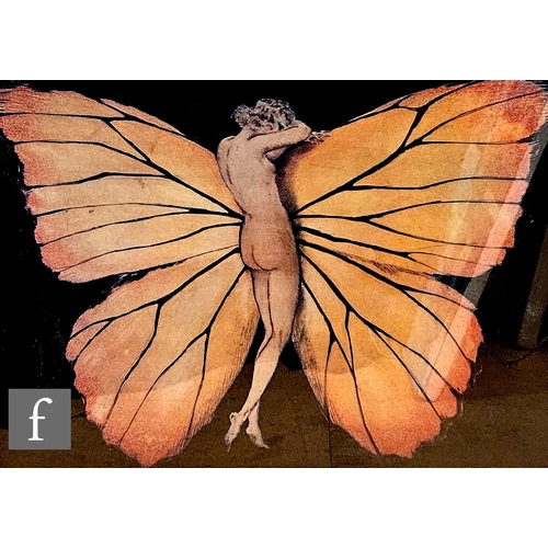 1160 - After Louis Icart - 'Woman in Wings, Papillon III', photographic reproduction, printed signature, fr... 