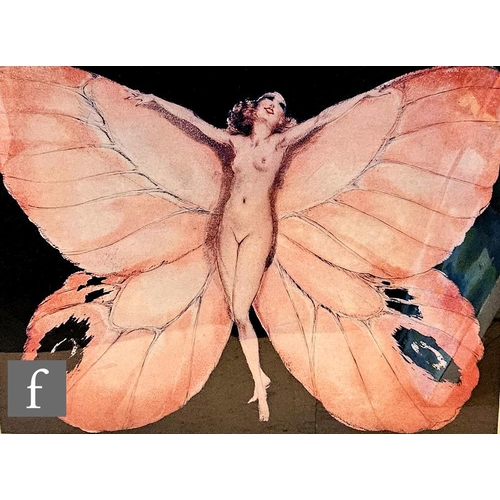 1160 - After Louis Icart - 'Woman in Wings, Papillon III', photographic reproduction, printed signature, fr... 