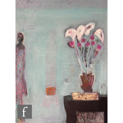 1163 - Siobhan Purdy (Born 1970) - 'Flower Study', acrylic on canvas, titled and dated 2006 verso, unframed... 