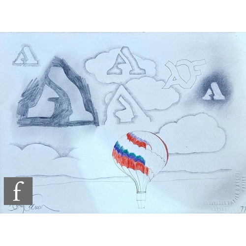 1148 - Anthony Benjamin FRSA, RE (1931-2002) - Hot Air Balloon, pencil and coloured crayon drawing on Arche... 