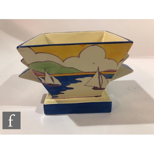 161 - Clarice Cliff - Gibraltar - A shape 515 vase circa 1932, hand painted with a stylised coastal landsc... 