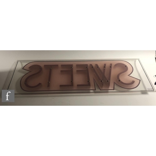 508 - Unknown - A period 1930s Art Deco advertising display sign in chrome plated letters reading sweets, ... 