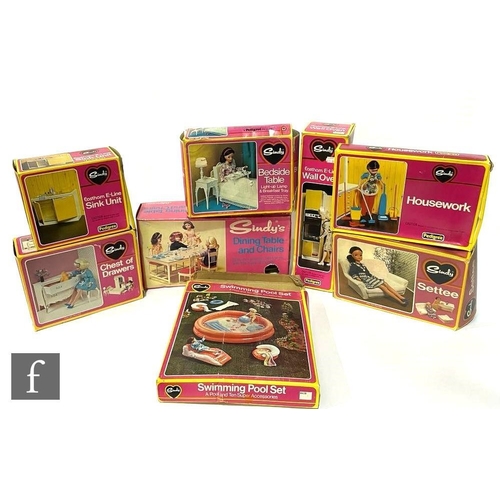 4463 - A collection of assorted 1970s Pedigree Sindy furniture and accessories, comprising Swimming Pool Se... 