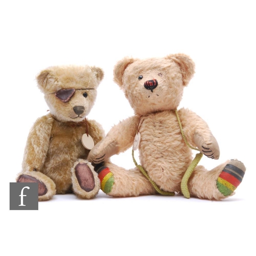 4467 - Two Teddy Bears of Witney museum replica teddy bears, Patch, aged golden mohair, boot button eyes, h... 