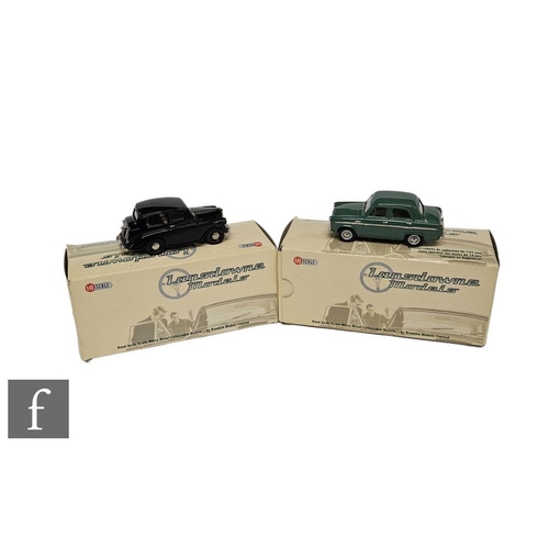 4168 - Two Landsdowne 1:43 scale model cars, LDM49 Triumph Mayflower in black and LDM59 1955 Ford Prefect 1... 