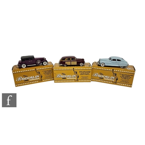 4175 - Three Brooklin Models 1:43 scale model cars, BRK18B 1947 Packard Custom Super Eight, BRK43B 1948 Pac... 