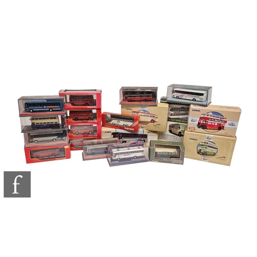 4353 - Twenty one diecast model buses and trams, mostly by Corgi including Original Omnibus Company, boxed.... 