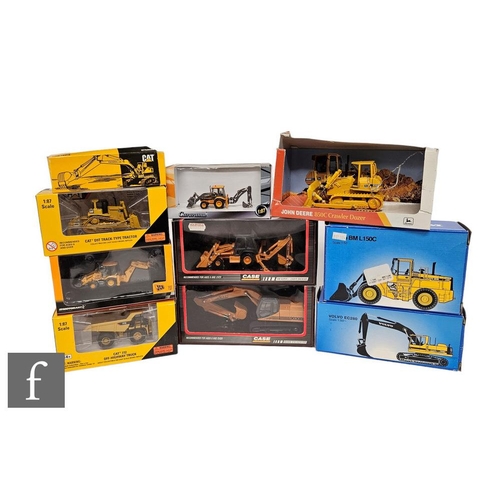 4374 - A collection of assorted diecast construction vehicles, to include Scoop Volvo, ERTL CASE, NZG Cater... 