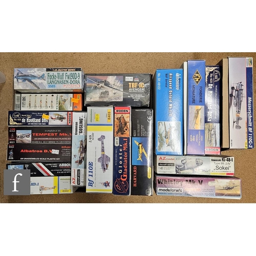 4412 - Eighteen 1:48 scale plastic model kits, all military aircraft, to include Roden, AZ Model, Modelcraf... 