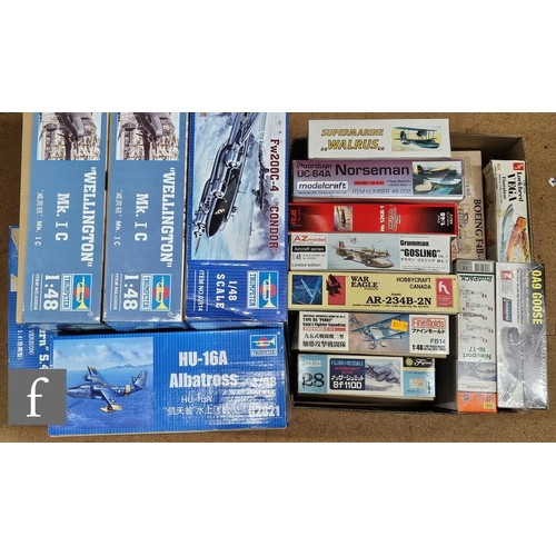 4415 - Sixteen 1:48 scale plastic model kits, all military aircraft, to include Trumpeter, AMT, Lindberg an... 