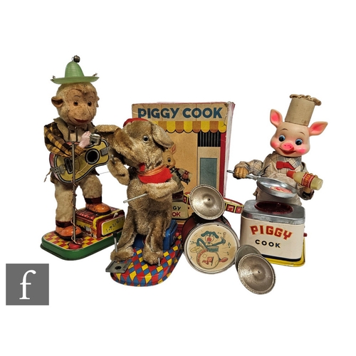 4432 - A boxed Yonezawa Piggy Cook, tinplate and plastic battery operated toy, together with an unboxed Alp... 