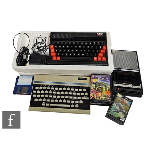 4444 - An Oric Atmos 48K and an Oric-1, with a selection of games including Xenon 1, Zorgon's Revenge, Drac... 