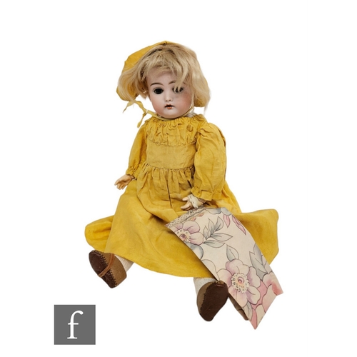 4498 - An early 20th Century Kestner bisque socket head doll, head mould 192, sleeping brown eyes, painted ... 