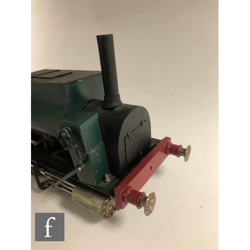 4128 - A scratch built 3 1/2 inch gauge 0-4-0 tank locomotive, copper boiler finished in green livery, no c... 