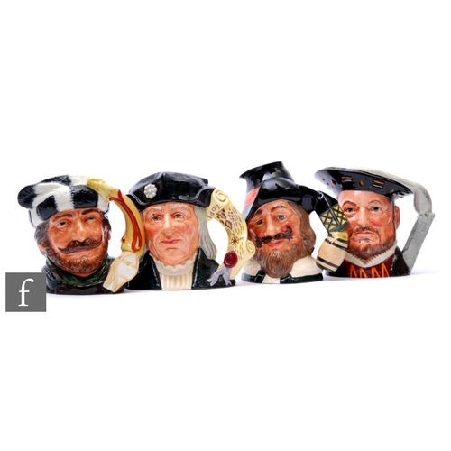 172 - Four assorted Royal Doulton character jugs, D6861 Guy Fawkes, D6641 Henry VIII, D6891 Christopher Co... 