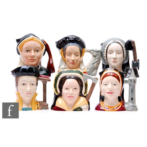 175 - A collection of Royal Doulton character jugs, wives of Henry VIII, comprising D6692 Catherine Howard... 