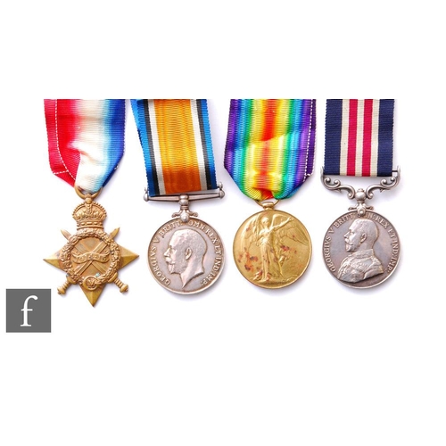 259 - A World War One medal trio and Military Medal to 11012 Pte L. Woodend, King's Shropshire Light Infan... 