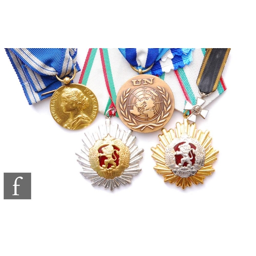 275 - Five assorted medals, Order of the People's Republic of Bulgaria 1st and 2nd Class examples, a conte... 