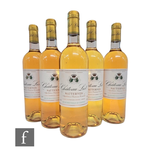 426 - Five bottles of Château Liot, Sauternes, 2009, Bordeaux, sweet, white. (5)